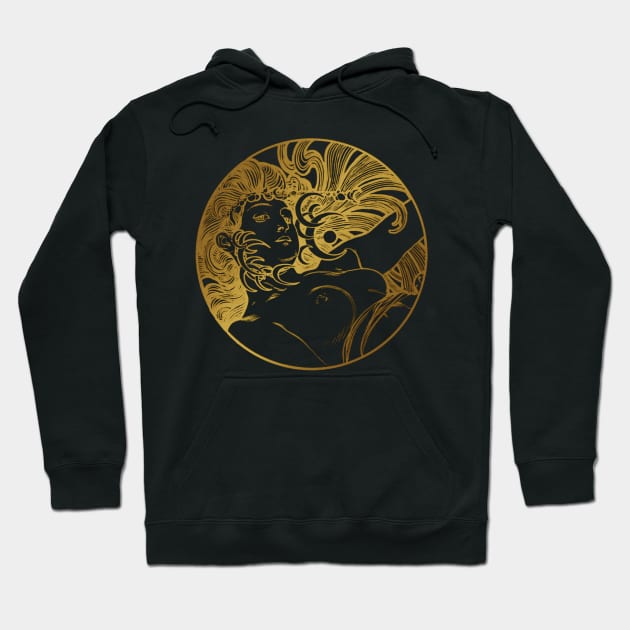 Art nouveau gold silhouette lady 3 Hoodie by Allbestshirts